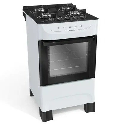 Fogão 4 Bocas Branco com Mesa de Vidro  - Mueller