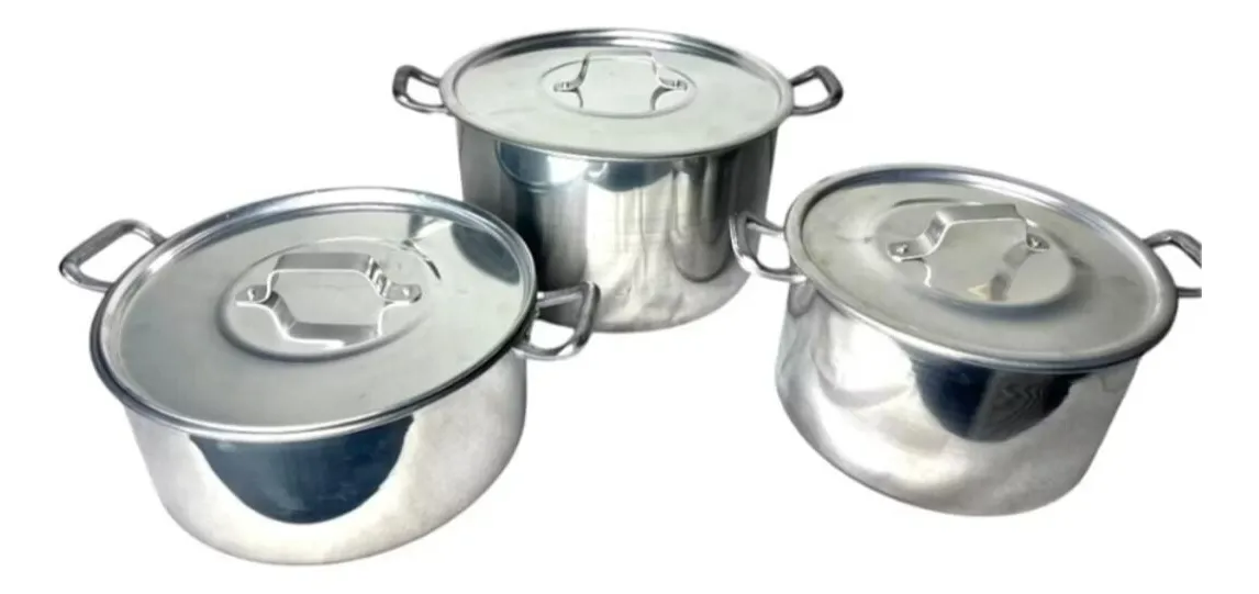 Kit Panela Feijoada Caldo De Alumínio 3 Peças Industrial