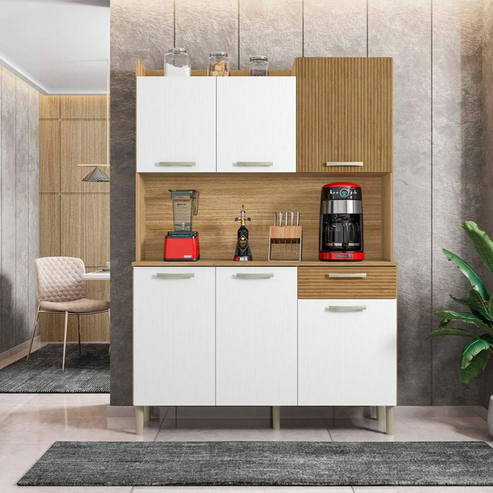 Armário Cozinha Genova , 6 Portas e 1 Gaveta - Kits Paraná