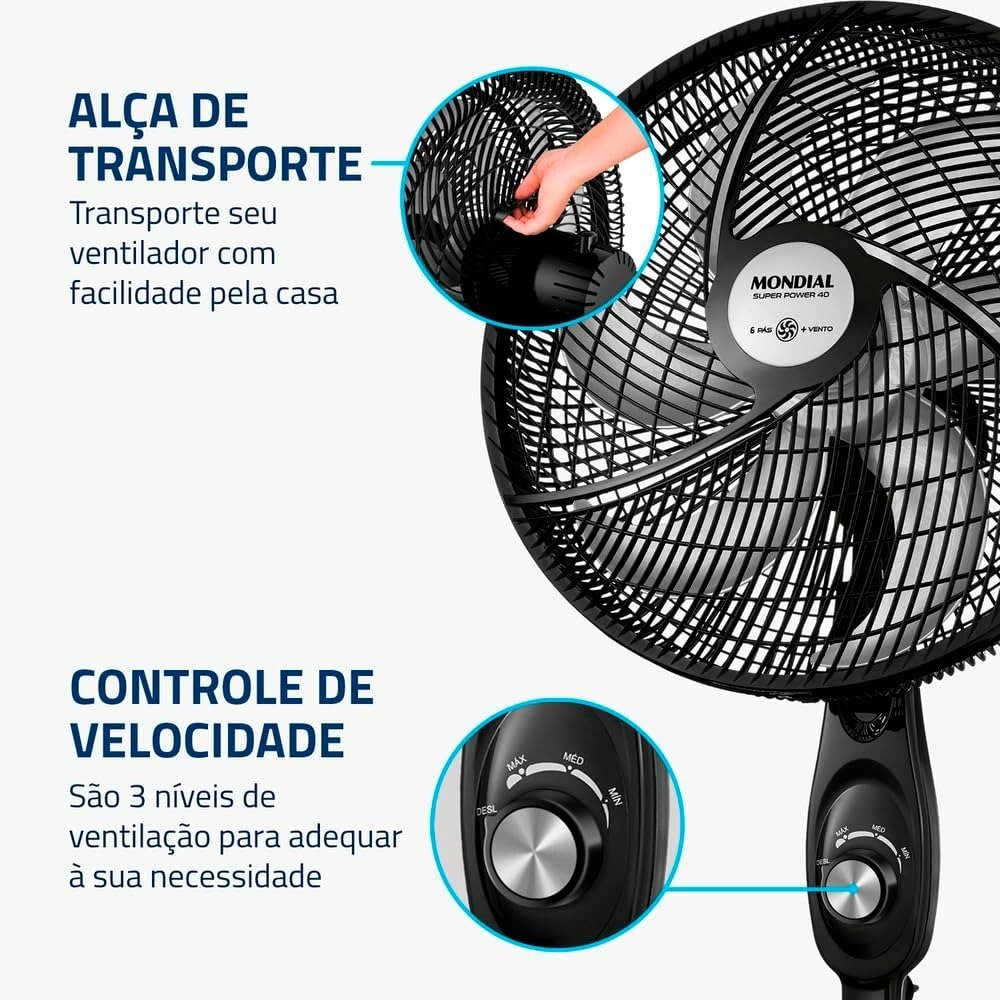 Ventilador de Coluna 6 Pás / 40 CM - Mondial