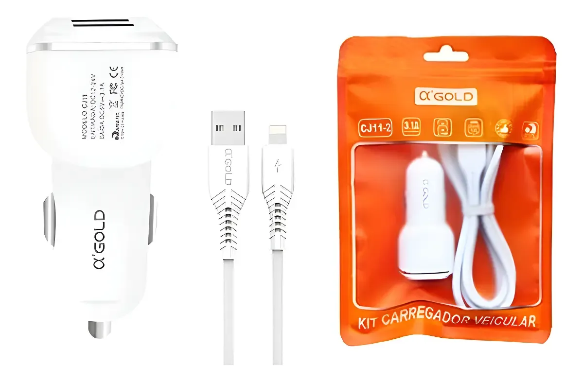 Carregador Veicular 3.1 Cabo 1m Para Iphone Usb Cj11-2